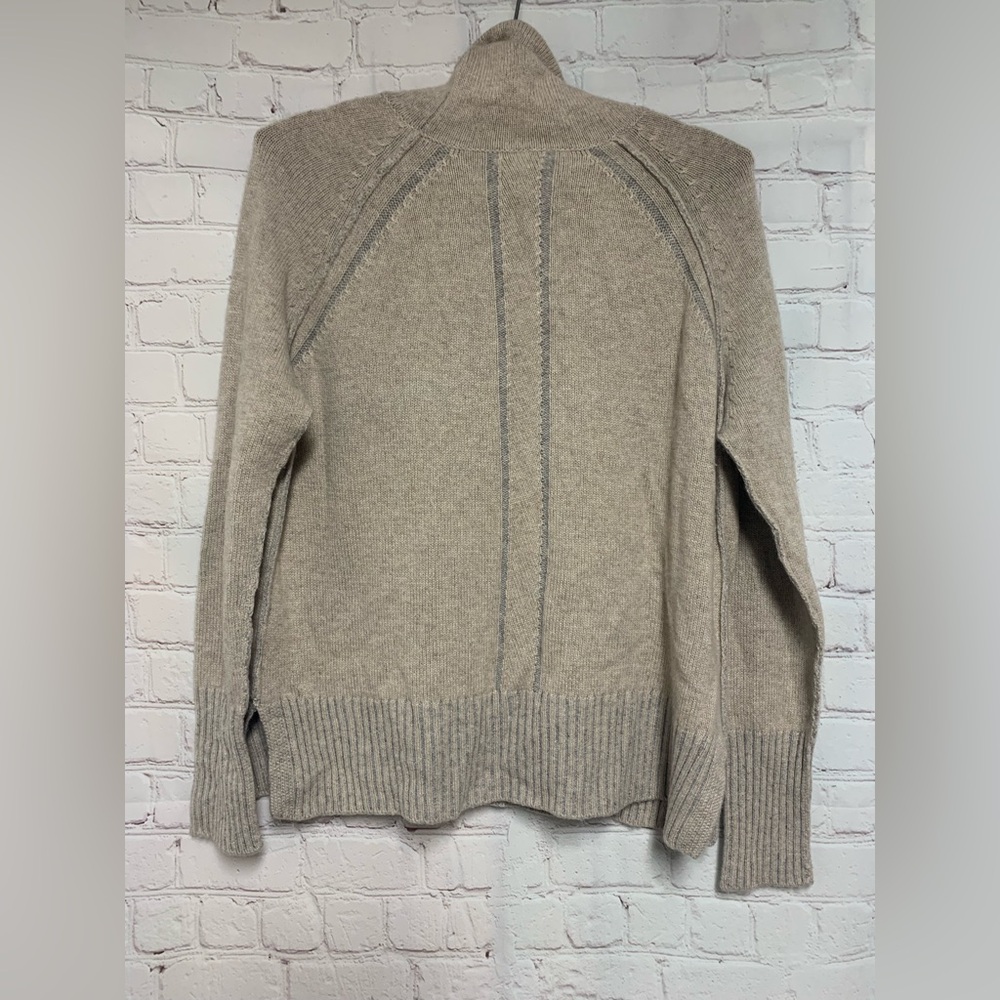 Kinross Cashmere Plait Funnel Neck Tan Gray Sweater Size XS 38” - Picture 5 of 5